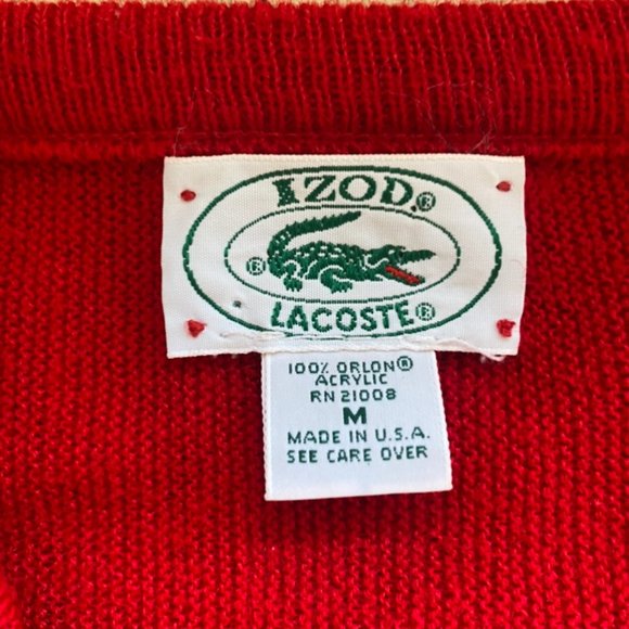 Lacoste V-Neck Mens Red Sweater - Picture 2 of 4